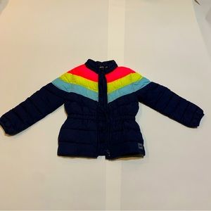 GAP kids, navy blue/striped light puffer winter jacket.